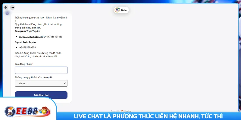 Live chat là phương thức liên hệ nhanh, nhận phản hồi tức thì 